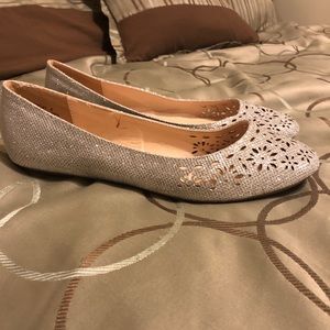 Sparkly silver flats